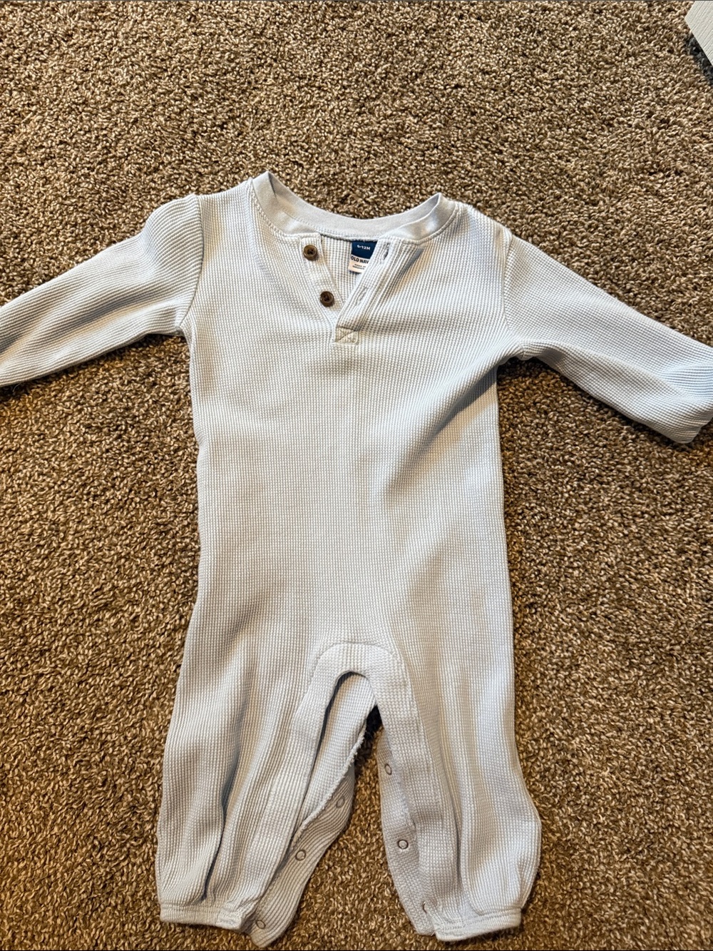 Baby Thermal Henley One-Piece Romper - blue